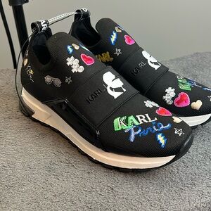 WOMEN'S MATTIA LOGO SLIP-ON SNEAKERS IN BLACK MULTI